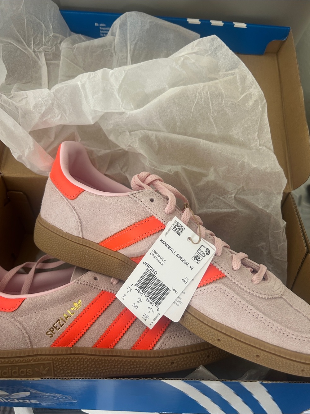 adidas Spezial Pink Suede Sneakers with Neon Coral Stripes